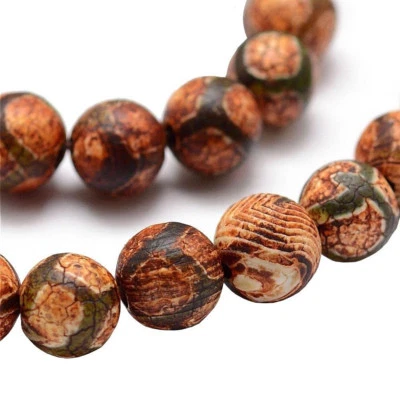 Tibet DZI Achat Buddha Perlen 8mm Natur Edelstein Rund Tibetanischer Beads G759 - Bild 1 von 4