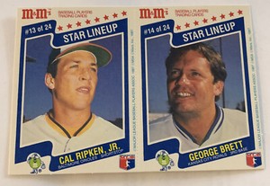 CAL RIPKEN JR GEORGE BRETT 1987 M&M's Star Lineup Baseball Card Uncut Rare SP