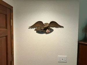 Boston Carving Company carved wooden eagle with shield - Picture 1 of 9