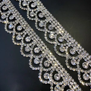 20cm Crystal Chain Diamante Rhinestone Shiny Fringe Ornament Wedding Sew Craft - Picture 1 of 4