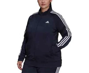 Adidas Plus Size 3-Stripe Tricot Track Jacket Women's 4X Navy Full Zip Closure - Picture 1 of 17