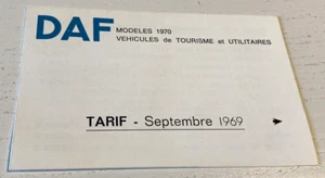 TARIF  DAF, Modèles 1970 - Septembre 1969 - Bel Etat. - Picture 1 of 3