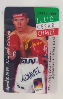 Cartão de visita Julio Cezar Chavez, edição limitada, 753/1000, 8 de abril de 1995 - Imagem 1 de 2