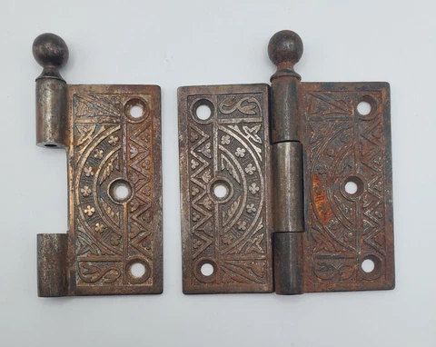 Brass Hinge Pieces Vintage Art Deco Noveau 3.5 X 1.5" Rectangle Cover