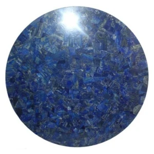 Lapis Round Coffee Table Top Overlay Work for Cafeteria & Restaurant Deco - Picture 1 of 7