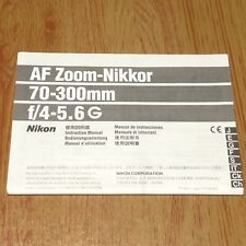 Nikon Nikkor 70-300mm G AF Zoom - Instruction Manual - Free Shipping