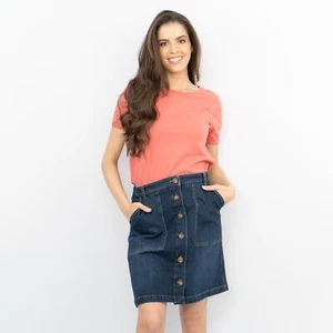 White Stuff Blue Classic Denim Jean A-Line Mini Skirt Button Through RRP £49 - Picture 1 of 10