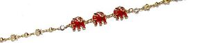 Elephant Luck Bracelet with Black, White or Red Enamel 18k Gold Plated Bracelet
