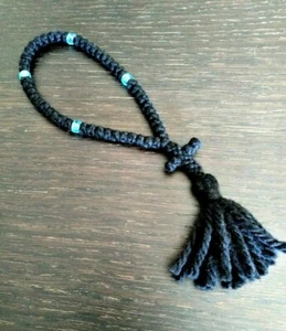 Komboskini ortodoxo de 50 nudos - cuerda de oración de lana negra - regalo religioso ortodoxo - Imagen 1 de 6
