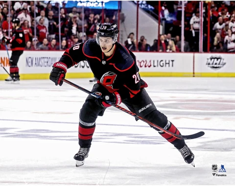 Sebastian Aho Carolina Hurricanes Black Alternate Jersey Skating 11" x 14" Photo Cover