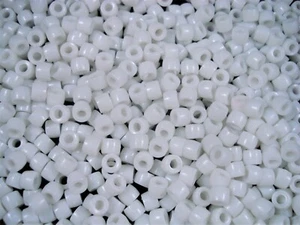 Pony Beads 2500pc Opaque White 6x4mm Bulk Pack Jewellery Spacer - Photo 1/2
