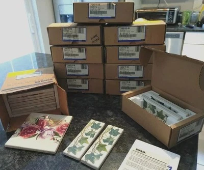 Kohler Peonies Ivy Painted 14203-PS-96 Pink Rose Leaf Tiles Artist Editions - Imagem 1 de 4