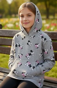 Minnie Mouse Disney Gris Larga Acogedora Sudadera con Capucha JUVENTUD TALLA 14 - Imagen 1 de 5