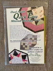 NEW Quilting Dual Angle Quick Easy Mitered Binding Tool Instructions SEW BIZ Inc - Picture 1 of 3
