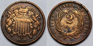 1867 Two Cent Piece - Picture 1 of 1