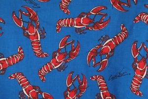 72" x 58" Marcus Brothers Fabric Calhoun Red Lobsters All Over on Blue - Picture 1 of 11