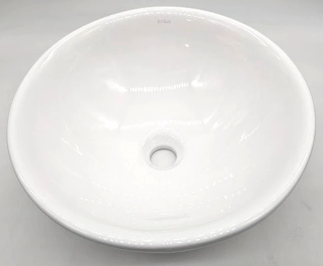 *VER DETALLES* KRAUS Elavo Recipiente Redondo Blanco Porcelana Cerámica Fregadero Baño Foto 1 de 4