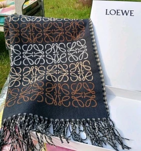 LOEWE ANAGRAM CASHMERE WOOL SCARF - Picture 1 of 7