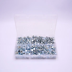 325 Stck. Nylon Einsatzmuttern Sortiment Box UNF 1/4-1/2 BZP Sicherungsmuttern Sechskantmutter Set - Bild 1 von 1