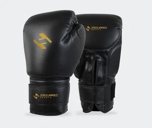 Guantone da boxe in pelle sintetica Thai Punch Training Sparring Gloves nero 12 oz - Foto 1 di 2