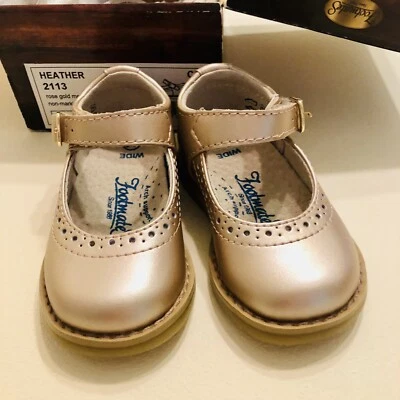 NIB! Sz 3.5 Toddler, Rose Gold Footmates “Heather” Leather Mary Jane Shoes - Image 1 of 4