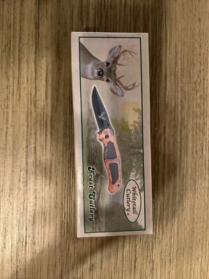 NAVAJA DE BOLSILLO DE CAZA DOGLEG TRAPPER COLA BLANCA CON ESCUDO DE CIERVO BUCK HUESO ROJO! Foto 1 de 4