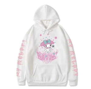 White Pink Melody Hoodie Kawaii Pullover Sweatshirt Hello Kitty Japanese Kuromi - Picture 1 of 3