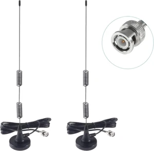 2Pcs Police Scanner Antenna HF VHF UHF 20-1300Mhz BNC Male Radio Scanner Antenna - Picture 1 of 12