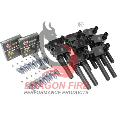 DRAGON FIRE Set Coils IRIDIUM Spark Plugs For 2008-2019 Dodge Jeep Chrysler Ram - Image 1 of 4