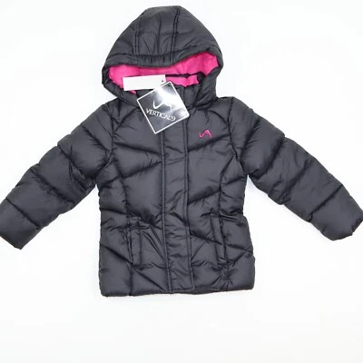 Vertical 9 Girls Winter Jacket Size 4 Hood Brand New With tags-Black Fuchsia  - Image 1 of 4