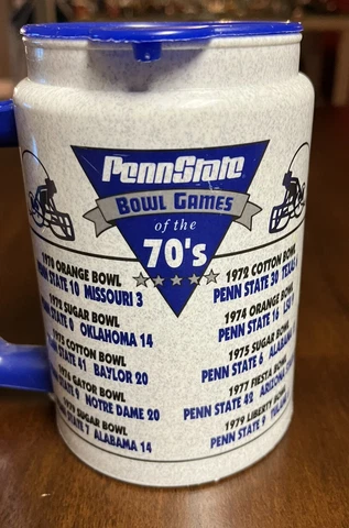 Penn State Vintage 70’s Bowl Games Commemorative Travelers Mug!  See Pics! Cover