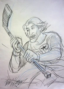 ProStars 1991 SIGNED DAN KUBAT Hand Drawn Character DIC Art NBA NFL NHL - Bild 1 von 2