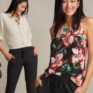CAbi FAB! #5542 Hyacinth Hibiscus Floral Print Sleeveless Tank Blouse Size M - Picture 1 of 6