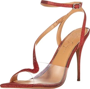 Jessica Simpson Whitley High Heel Single Sole Lucite Pumps Wicked Red Clear - Picture 1 of 2