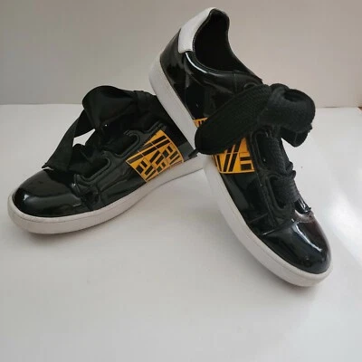 Jaffrey Campbell LF Black And Yellow Patent  Sneakers with Bow Size 8.5  - Image 1 of 4