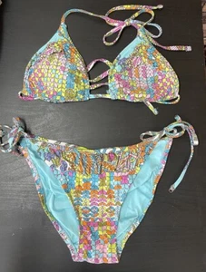 Trina Turk Coral Reef Bikini Set 38 (UK 12) Top, 36 (UK 10) Bottom- VGC - Picture 1 of 5