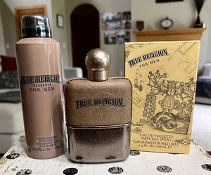 TRUE RELIGION FOR MEN 3.4oz Eau De Toilette Cologne(90%) & 6oz Body Spray (Full) - Picture 1 of 8