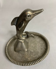 Dolphin Ring Jewelry Holder Trinket Dish Vintage Silver Plated Made in Hong Kong