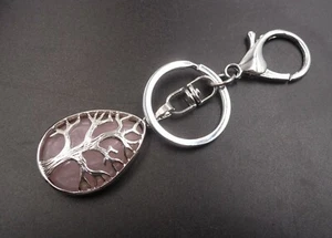 Schlüsselanhänger / Taschenschmuck Rosenquarz aus Brasilien - Lebensbaum - Bild 1 von 3