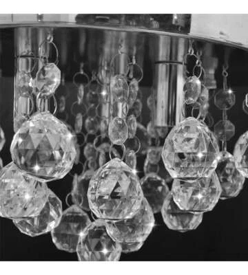 Lampada di Soffitto Pendente in Cristallo Lampadario Cromato - Immagine 1 di 3