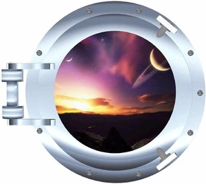 DSky Moon porthole decal Camper RV motor home mural graphic - Picture 1 of 1