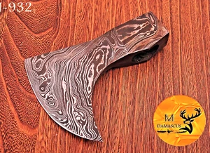 HAND FORGED DAMASCUS STEEL AXE HEAD / HATCHET INTEGRAL TOMAHAWK THROWING -932 - Picture 1 of 4