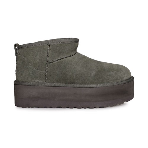 STIVALI DA NOTTE IN PELLE SCAMOSCIATA UGG CLASSIC ULTRA MINI PLATEAU FORESTA TAGLIA US 10 NUOVI ESAURITI