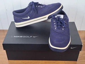 Rare Nike Lunarlon Golf Shoes Men’s 9 Lunar Swingtip Canvas  552078-400 Blue - Picture 1 of 17