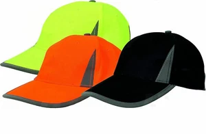 Paquete de 2 gorras de béisbol reflectantes de neón de alta visibilidad amarillo naranja deportes - Imagen 1 de 3