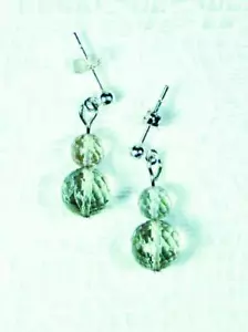 ORECCHINI CYNTHIA LYNN "GOCCE DI RUGIADA" ARGENTO STERLING MULTISFACCETTATI AMETISTA VERDE - Foto 1 di 1
