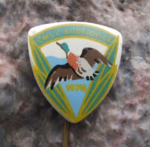1970 Ceske Budejovice CMS Czech Hunting Association Flying Duck Hunt Pin Badge - Picture 1 of 4