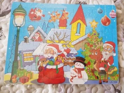 60 piece kids Wooden Jigsaw Santa /Farm Puzzle Children Birthday Gift - Image 1 of 3