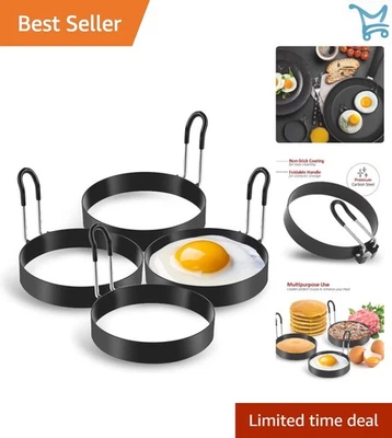 Egg Rings 4 Pack Stainless Steel Egg and Pancake Mold for Frying and Omelet - Image 1 of 4