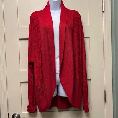 Cárdigan LAUREN RALPH LAUREN Mezcla de Algodón Tejido Suéter Frente Abierto Para Mujer XL Rojo Foto 1 de 4